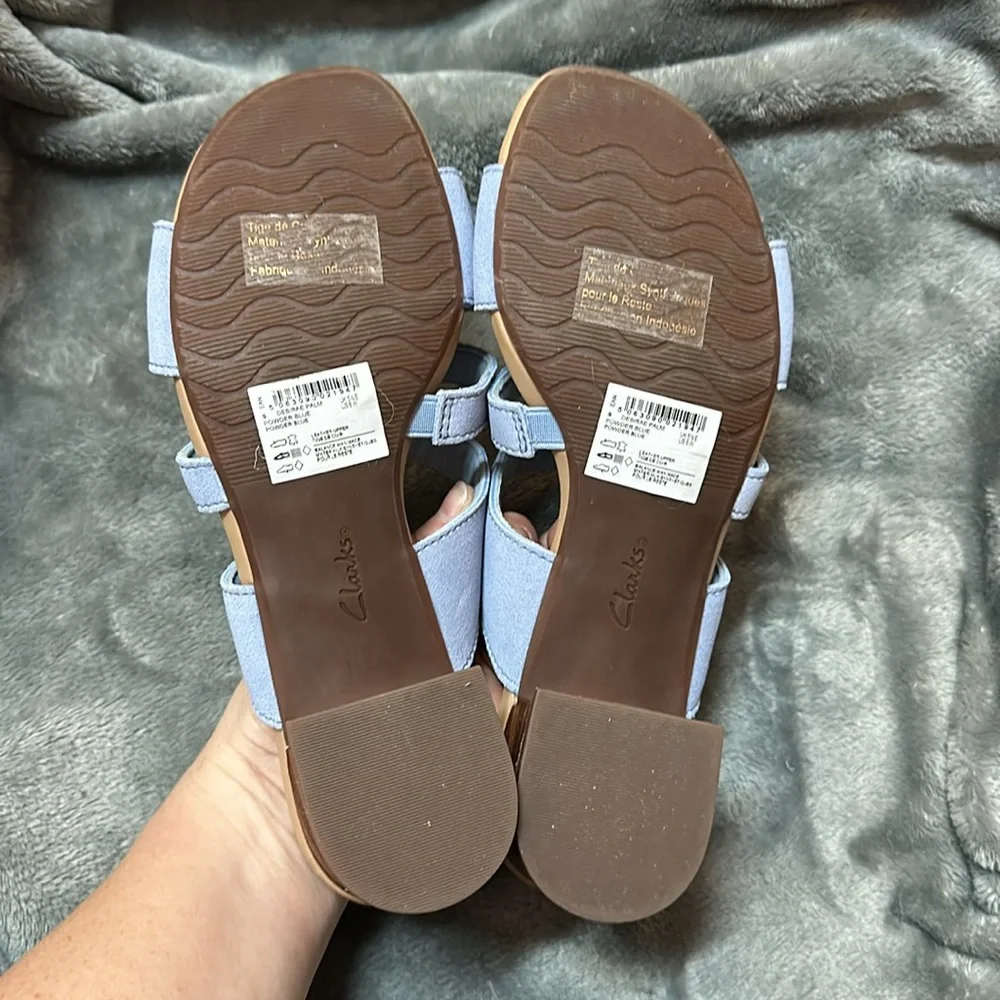 Clarks Desirae Palm Powder Blue Sandals - Picture 5 of 5